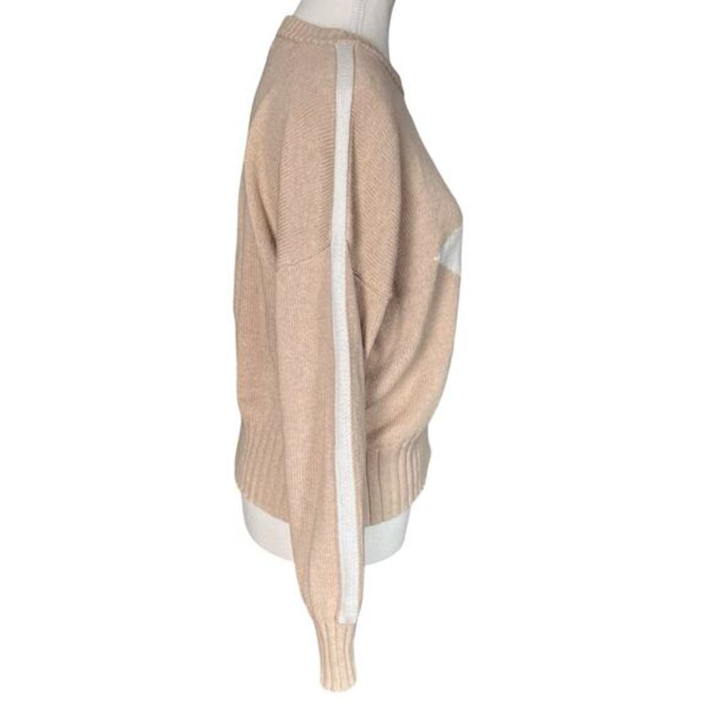 MINNIE ROSE Womens XS Star Sweater Tan Beige Cream Cotton Cashmere Crew Pullover - Picture 4 of 9